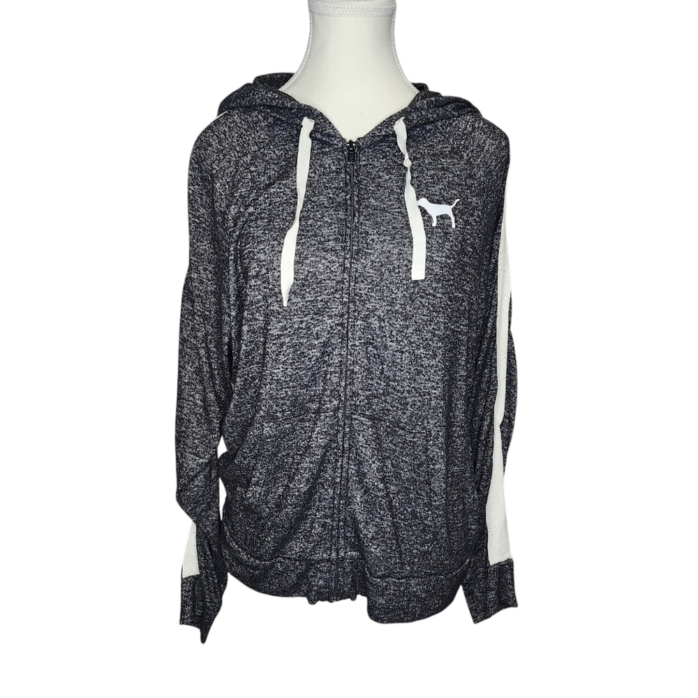 Victoria's Secret PINK Black and White Hoodie Size Medium